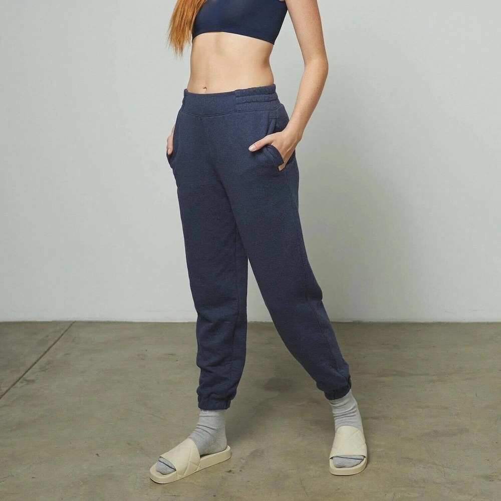 Lunya Restore Double Faced Pant High-Rise Elastic Waist Deep Blue Heather XL